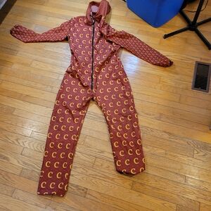 Red and Yellow Crescent Patterned Jumpsuit